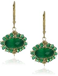 Dana Kellin Hand Wire Wrapped Green Onyx and Gold-Fill Roundel Drop Earrings