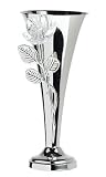 Image of Godinger Silver Plated Vase with Crystal Rose