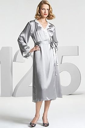 125 Years Autograph Pure Silk Lace Trim Dressing Gown - Marks & Spencer : dressing gown sash waist marks spencer retro long