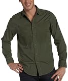 Vintage Red Young Men's Safari Tonal Cross Stitch Embroidered Long Sleeve Shirt