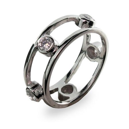 Eve's Addiction Sterling Silver Double Wire Wedding Band