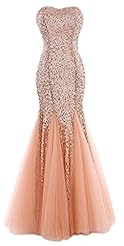 Strapless Mermaid Ruched Sequined Lace Silk/Tulle   Ball Gown Evening Dress/Homecoming Dress/Bridesmaid Dress/Prom Dress/Party Dress/Wedding Dress 