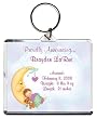 Too Cute Birth Announcement Baby Photo Bag Tag, Personalized, 2.75" x 3.25" - Baby in the Moon (Boy)