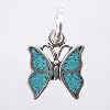Low price Tiny Butterfly Charm in Sterling Silver with Turquoise Chip Inlay, #8957
