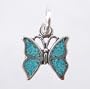 Tiny Butterfly Charm in Sterling Silver with Turquoise Chip Inlay, #8957
