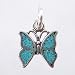 Tiny Sterling Silver Turquoise Chip Inlay Butterfly Charm, #8957