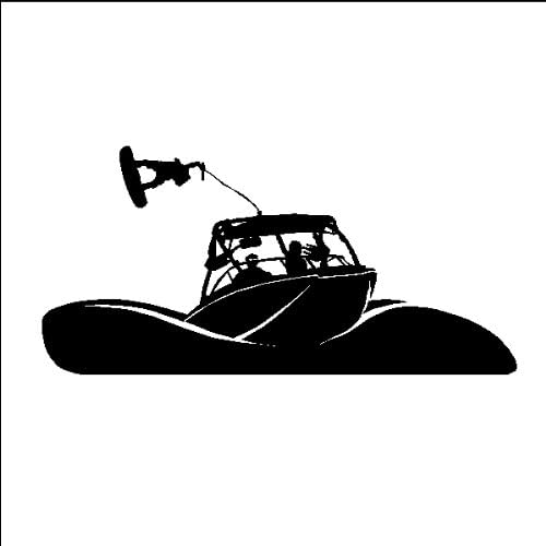 EYE CANDY SIGNS Wakeboarding Decal Sticker Removable Wall Art, 22" x 46", Black
