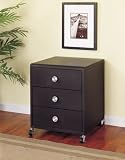 Z-Bedroom Mobile 3-Drawer Chest - Textured Black with Silver Trim & Pulls, & Hi-Sheen Poly Black Top By Powell Furniture