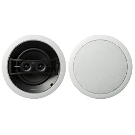 Pioneer S-IC821D 8-Inch In-Ceiling Dual Voice Coil 1-Inch Pivoting Soft Dome Tweeter Speaker with Polypropylene Woofer and 3-Position Treble Contour Control
