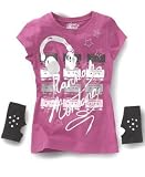 Hannah Montana Girls Studded Tee With Hand Warmers