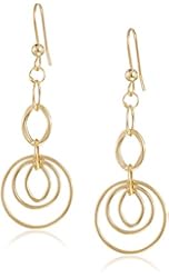 14k Yellow Gold Italian Circle Dangle Earrings