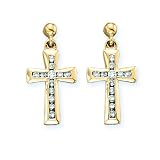 10K Yellow Gold 1/3 ct. Diamond Cross Earrings