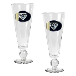 San Diego Padres MLB 2pc Pilsner Glass Set with Baseball on stem - Oval Logo by Great American Products