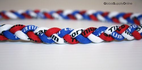 16"-18" Ashley Ionic Titanium Geranium Baseball Necklace Red/Royal/White exclusively by Address America