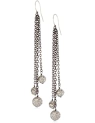 Deanna Hamro Atelier Crystal Silver Shade Triple Ball Chain Earrings