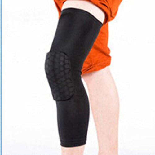 Sports Extended Knee Protection Leg Pads Long Knee Sleeve for One Piece (Black, L)