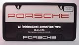 Genuine OEM PORSCHE Stainless Steel Nameplate License Frame - MATTE BLACK FINISH