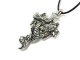 Celtic Dragon with Cross Pewter Pendant on Cord Necklace, The Celtic Collection