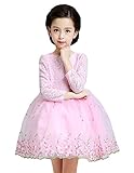 (コ-ランド) Co-land フォーマル 子供 ドレス 長袖 キッズワンピース 女の子 女児 ベビードレス レース 蝶結び フラワー ガールズ 結婚式 演奏会 ピンク 150