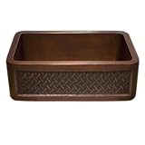 Copper Farmhouse Sink with Diagonal Cross Weave - 30 x 20 x 10 - Medium Antique Copper