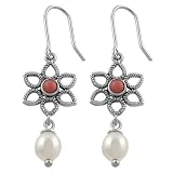 Pink Coral Cultured Freshwater Pearl Earrings