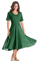 Tea Length Crepe/Rayon/Viscose Short Sleeves Lace Draped Embroidered  Dress