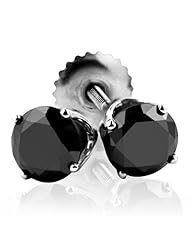 Round Black Diamond Stud Earrings 1ctw