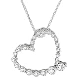 14K White Gold 1/4 ct. Diamond Journey of Love Heart Pendant with Chain