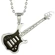 Stainless Steel Black Guitar Pendant Necklace