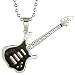 Stainless Steel Black Guitar Pendant Necklace