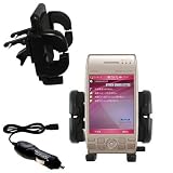 Gomadic for the Sharp Willcom WS003SH - Sharp Willcom WS003SH Auto Vent Holder with Car Charger - Uses Gomadic TipExchange