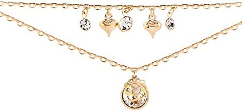 Graduation Gifts Gold Plated Double Chain Heart Love Crystal Pearl Birthstone Ankle Bracelet Adjustable Length