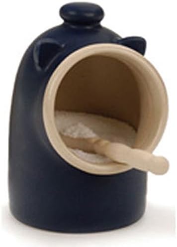 Salt Pig Blue stoneware with spoon
