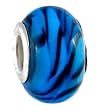 Pandora Style Charm Bead (Z407) - Glass (14mm x 10mm) (fits Troll too) ~ Blue with Black Stripes