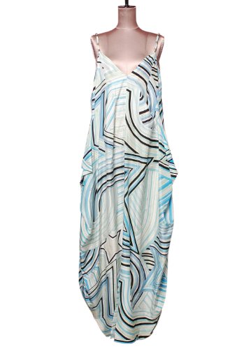 エミリオプッチ(EMILIO PUCCI)ブルーロングドレス