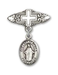 Sterling Silver Baby Badge with Our Lady of Africa Charm and Badge Pin with Cross