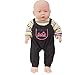 Rifi Baby Doll's Clothes Denim Pants Shirt Jumpsuit Set Blue Stripes for 14 -16 inches Dolls