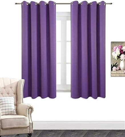AmazonCurtains Blackout Weave Microfiber Grommet Top Bed Set Curtains ( W 52 x L 63 Inch, Purple, excluding Rod )