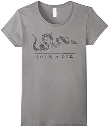 Women's Vintage Join Or Die T Shirt - Revolutionary War - Grunge XL Slate