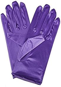 Ladies Sexy Short Finger Satin Prom Bride Wedding Gloves Costume Party Dress Color: Purple