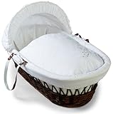 Clair de Lune Starburst Dark Wicker Moses Basket (White)