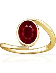 14K Yellow Gold Oval Cut Ruby Womens Astrological Ring