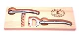 Laguiole Jean Dubost 2 piece stainless steel corkscrew and opener in wood case