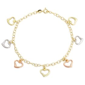 Heart Anklet, 9ct 3-Colour Gold, Model 3.24.3524 9"