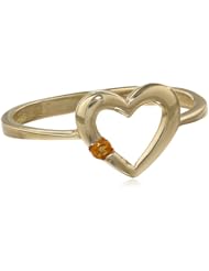 14k Yellow Gold Citrine Heart Ring, Size 7