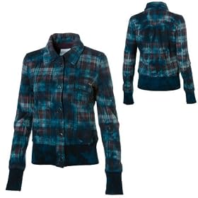 Roxy Bleachers Plaid Fleece Bomber Jacket