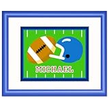 Game On Personalized Football Framed Print (med blue)