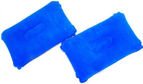 Happy Sherpa Super-Comfy 2 pack inflatable travel pillow flocked velvet-touch (Sapphire Blue)