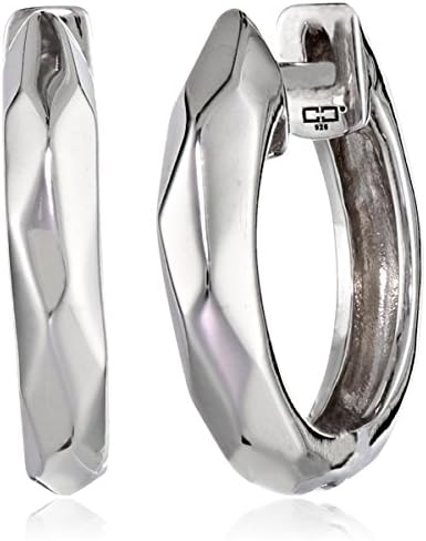 Ron Hami "Lace" Sterling Silver Medium Thick Carved Hoop Earrings