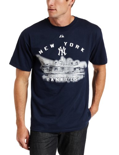 MLB Men's New York Yankees Big City Dreams Short Sleeve Basic Tee (Athletic Navy, Large)